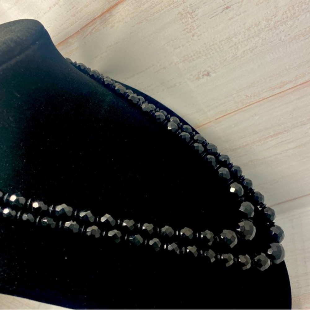 Antique black glass beaded necklace